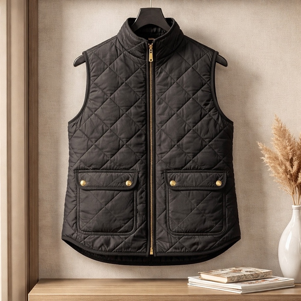 J. Crew Black Quilted Vest for Women - Picture 2 of 7